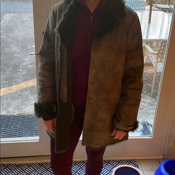 Hunter green faux shearling jacket - Picture 1 of 4